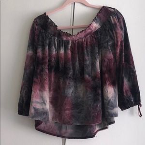 Tie-dye off the shoulder long sleeve top!